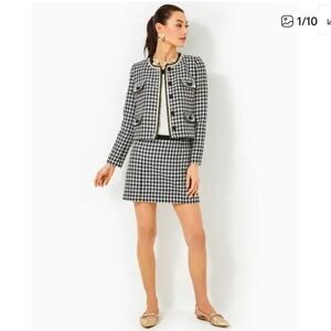 Lilly Pulitzer Kels Vintage Houndstooth Mini Skirt Black Garment Label Size 10